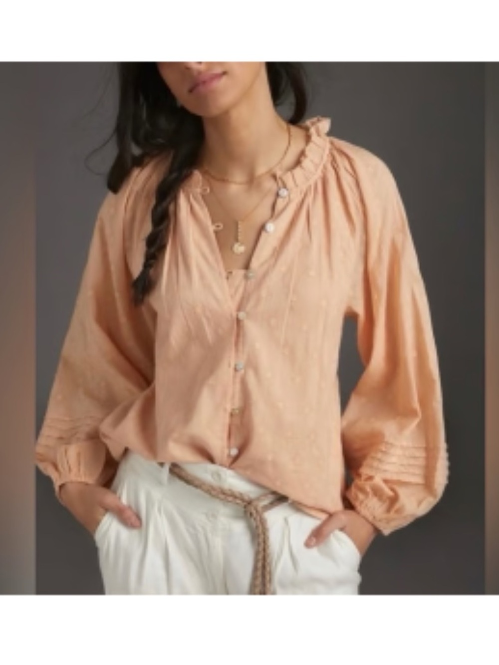 Cleobella 100% Cotton Peasant Long Sleeve Shirt Size Large